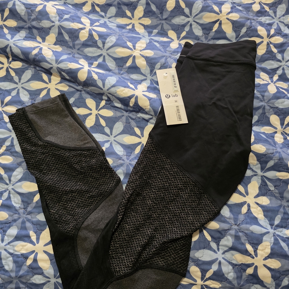 Lululemon Lab Divert Black Mesh Panel Leggings